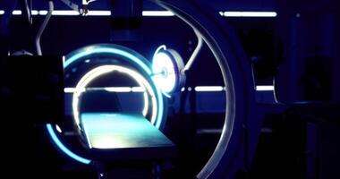 CGI Futuristic laboratory with advanced technology and glowing equipment video