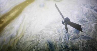 CGI Juno spacecraft explores the swirling clouds of Jupiter during its mission video