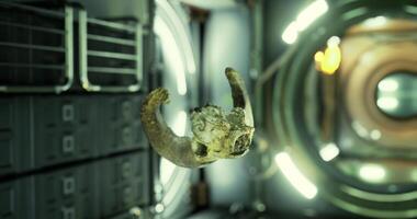 Nature CGI Ram skull floats in zero gravity aboard the international space station video