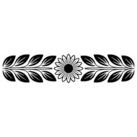 Floral Border, Stylized Sunflower, Decorative Element, Vintage, Black and White, Elegant, Minimalist, , Art, Divider, Illustration, Botanical, Scandinavian, Pattern, Ornament, Sym vector