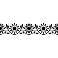 Elegant Black Sunflower Border Vintage Floral vector