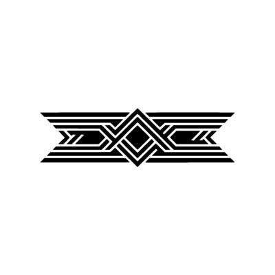 Geometric Deco Emblem, Minimalist, Black White, Geometry - Pattern