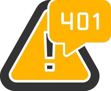 error 401 no autorizado acceso glifo dos color vector
