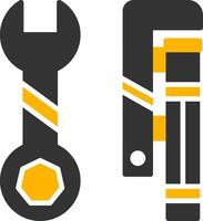 Heavy Pipe Wrench Tool Glyph Two Color vector