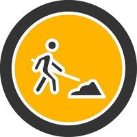 Construction Work Ahead Board Glyph Two Color vector