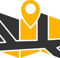 Transit Network Route Map Glyph Two Color vector