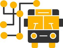 Detailed Bus Route Map Glyph Two Color vector