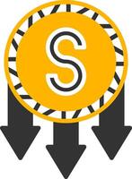 Prices Slashed Downward Tag Glyph Two Color vector