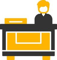 Registration Booth Desk Visual Glyph Two Color vector
