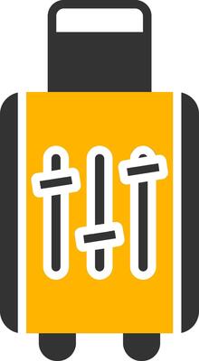 Checked Passenger Luggage Glyph Two Color