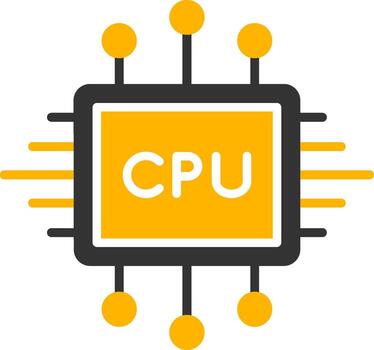 multinúcleo juego de azar UPC procesador glifo dos color vector