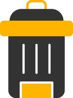 Street Trash Disposal Can Glyph Two Color vector