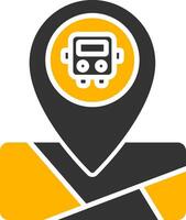 Bus Stop Location Tag Glyph Two Color vector
