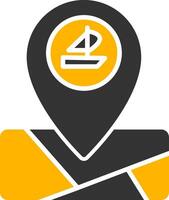 Ferry Dock Map Marker Glyph Two Color vector