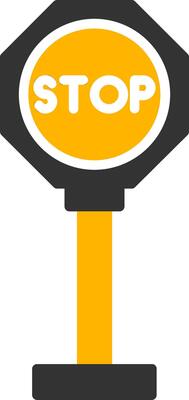 Red Stop Sign Warning Glyph Two Color