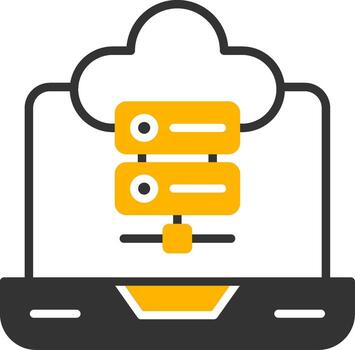 web servidor hospedaje estante glifo dos color vector