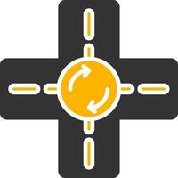 Road Roundabout Symbol Glyph Two Color vector