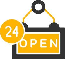 Always Open Store Sign Glyph Two Color vector