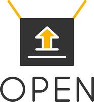 Business Now Open Sign Glyph Two Color vector