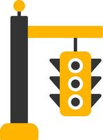 Signal Light Intersection Glyph Two Color vector