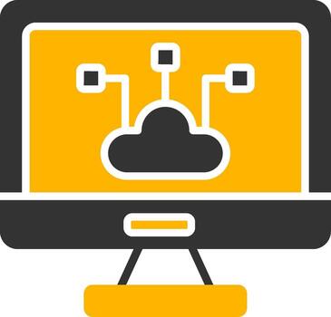 borde informática nodo icono glifo dos color vector