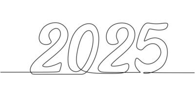Welcome 2025 one line drawing vector