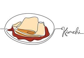 Kimchi continuous line drawing. Korean food illustration in a minimalist design. vector