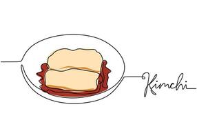 Continuous line drawing of kimchi. Traditional Asian food illustration on a white background. vector
