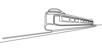 Train on railroad tracks one line drawing vector