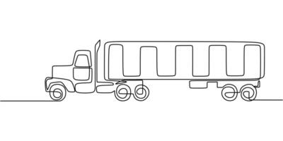 Truck transporting containers continuous line art vector