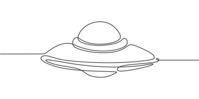 Ufo in space continuous one line drawing vector