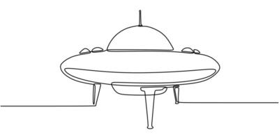 Minimalist ufo spacecraft line art vector