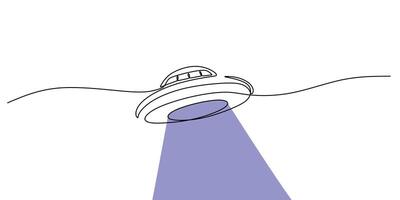 Simple ufo flying saucer line art vector