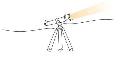 Space exploration telescope line art drawing vector