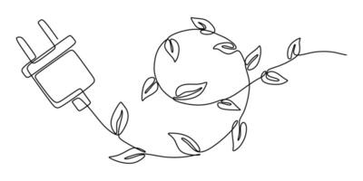 Leaf energy symbol one line drawing vector