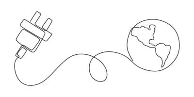Global energy plug and earth drawing vector