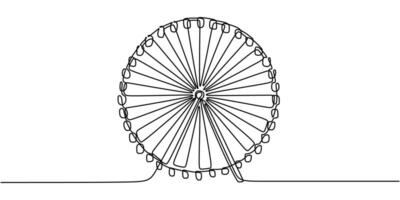 Playground ferris wheel one line drawing vector