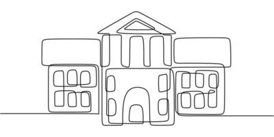 Simple bank building one line art vector