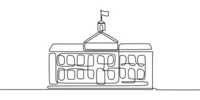 Minimalist school building one line drawing vector