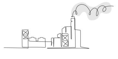 Industrial factory architecture line art vector