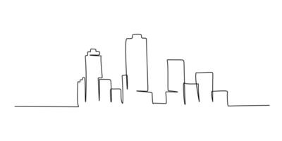 Modern skyscraper building one line drawing vector