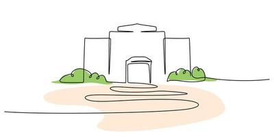 Mosque Building One Line Drawing vector
