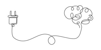 Brain Plugged into Power Cord vector