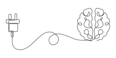 Brain Connected to Power Plug vector