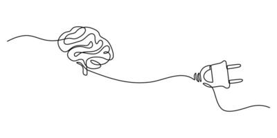 Brain Linked to Electric Plug vector