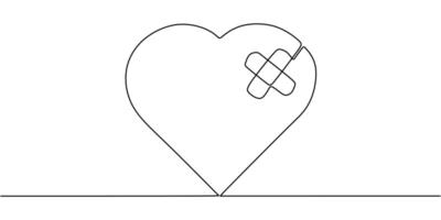 Heart with Patch Line Drawing vector