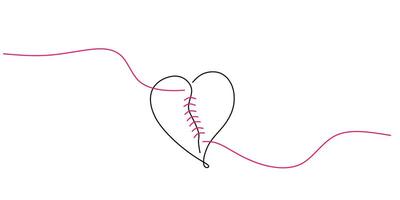 Broken Heart One Line Drawing vector