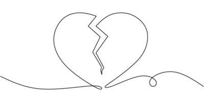 Minimalist broken heart icon line art vector