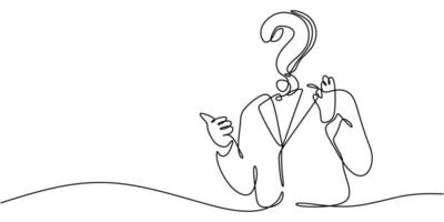Question mark head person one line art vector