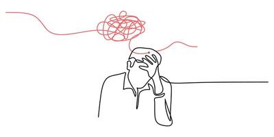 Tired office workers one line drawing vector
